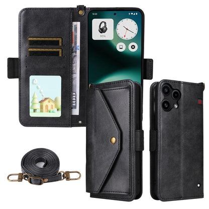 Multi-card Slots Crossbody Cowhide Leather Phone Case, For Nothing Phone 3a Lite, For Nothing Phone 3, For Nothing Phone 3a