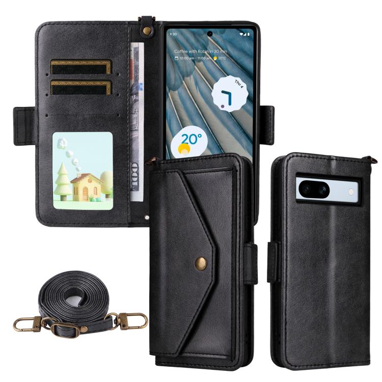 Multi-card Slots Crossbody Cowhide Leather Phone Case, For Google Pixel 10a, For Google Pixel 10 Pro XL / 9 Pro XL, For Google Pixel 10 Pro / 10 / 9 Pro / 9, For Google Pixel 9a, For Google Pixel 8a, For Google Pixel 7a