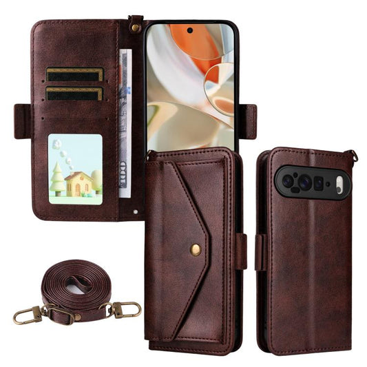 Multi-card Slots Crossbody Cowhide Leather Phone Case, For Google Pixel 10 Pro XL / 9 Pro XL, For Google Pixel 9a, For Google Pixel 8a, For Google Pixel 7a