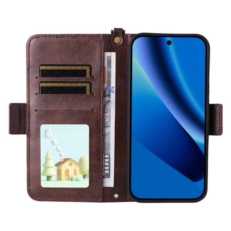 Multi-card Slots Crossbody Cowhide Leather Phone Case, For Google Pixel 10a, For Google Pixel 10 Pro XL / 9 Pro XL, For Google Pixel 10 Pro / 10 / 9 Pro / 9, For Google Pixel 9a, For Google Pixel 8a, For Google Pixel 7a