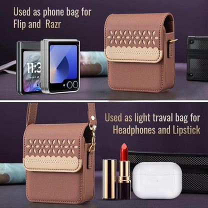 BFB13 BINFEN Color Flowers Crossbody Flip Phone Leather Bag