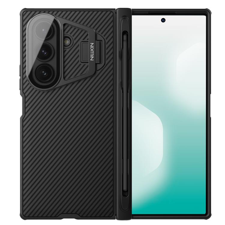 NILLKIN Black Mirror Prop CD Texture Transparent Mirror Cover Phone Case with Stylus, For Samsung Galaxy Z Fold7 5G