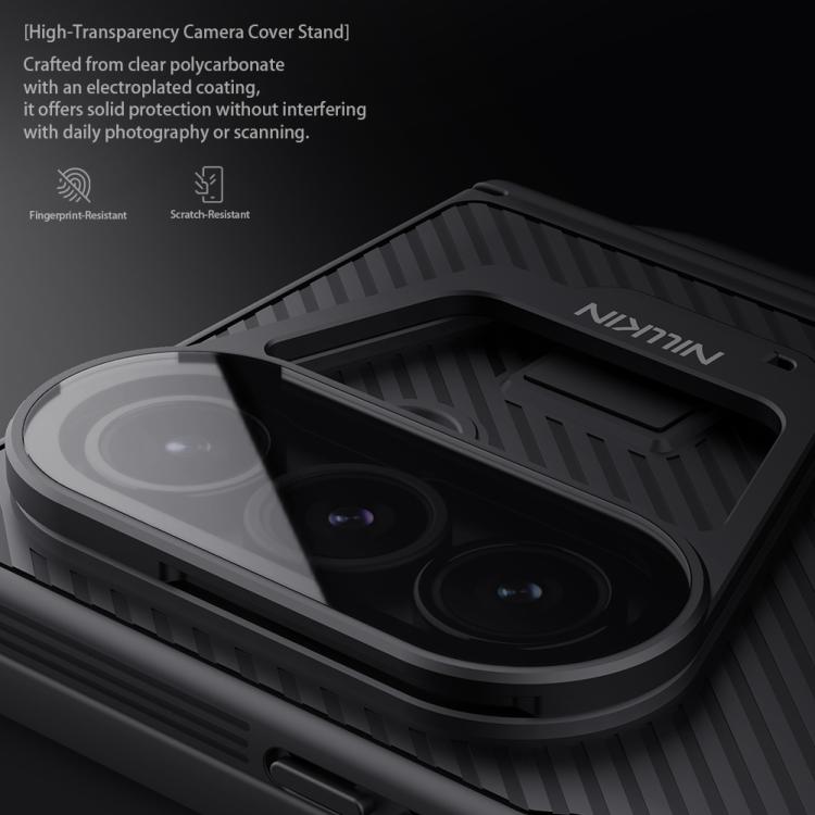 NILLKIN Black Mirror Prop CD Texture Transparent Mirror Cover Phone Case with Stylus, For Samsung Galaxy Z Fold7 5G