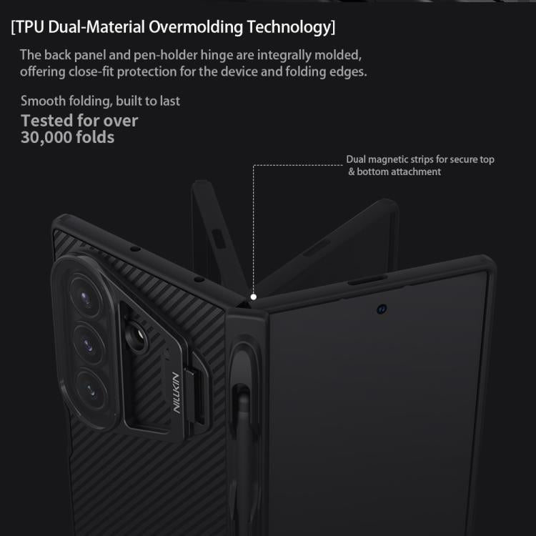 NILLKIN Black Mirror Prop CD Texture Transparent Mirror Cover Phone Case with Stylus, For Samsung Galaxy Z Fold7 5G