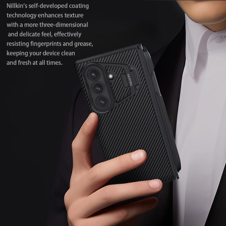 NILLKIN Black Mirror Prop CD Texture Transparent Mirror Cover Phone Case with Stylus, For Samsung Galaxy Z Fold7 5G