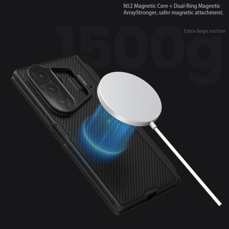 NILLKIN CamShield Prop Texture Transparent Mirror Cover MagSafe Magnetic PC Phone Case with Stylus, For Samsung Galaxy Z Fold7 5G