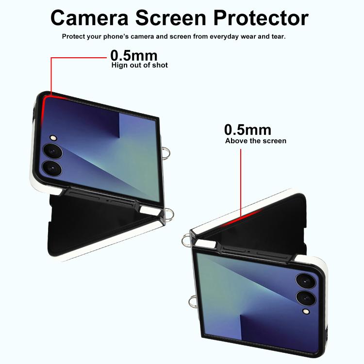 Rhombic Leather Phone Case with Scarf / Bracelet, For Samsung Galaxy Z Flip7 5G