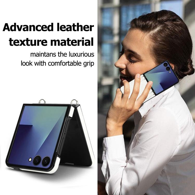 Rhombic Leather Phone Case with Scarf / Bracelet, For Samsung Galaxy Z Flip7 5G