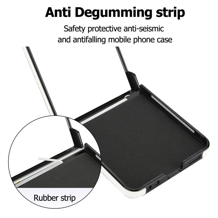 Rhombic Leather Phone Case with Scarf / Bracelet, For Samsung Galaxy Z Flip7 5G