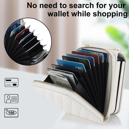 Large Zipper Card Slot Leather Phone Case with Crossbody Strap, For Samsung Galaxy Z Flip7 5G