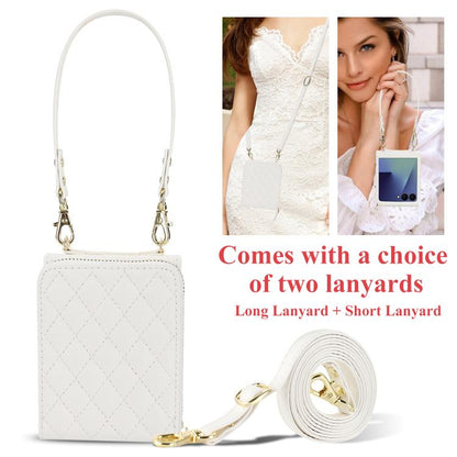 Large Zipper Card Slot Leather Phone Case with Crossbody Strap, For Samsung Galaxy Z Flip7 5G