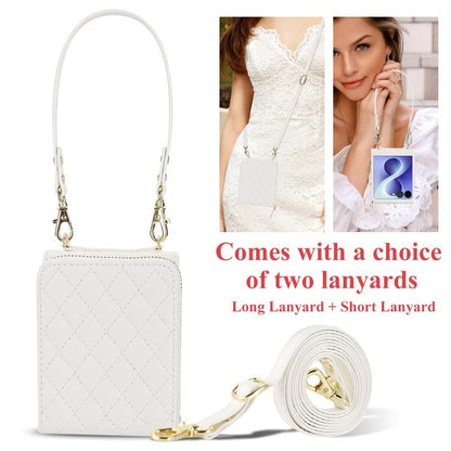 Large Zipper Card Slot Leather Phone Case with Crossbody Strap, For Galaxy Z Flip8 5G, For Samsung Galaxy Z Flip7 5G