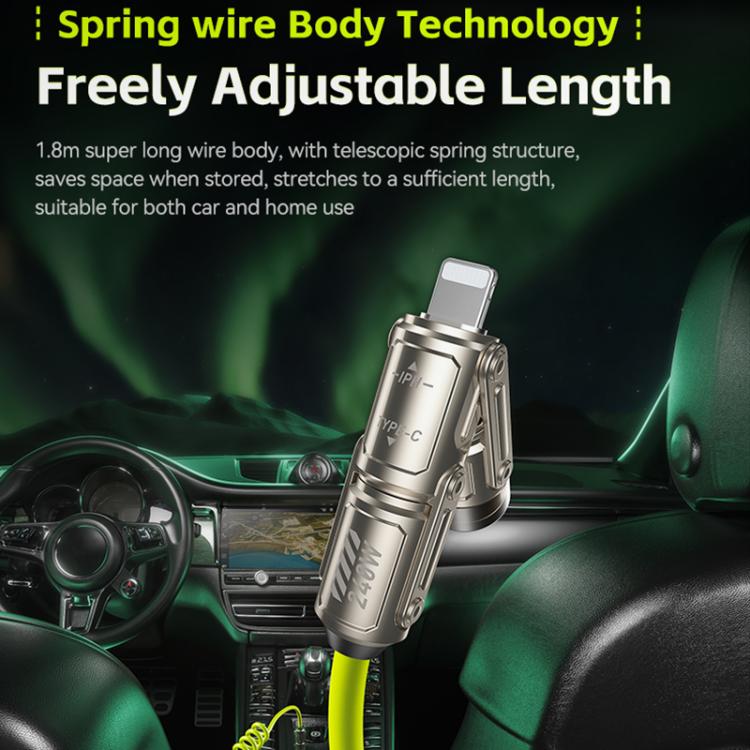 WK WDC-80 240W Car Charging Data Cable with Safety Hammer