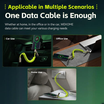 WK WDC-80 240W Car Charging Data Cable with Safety Hammer