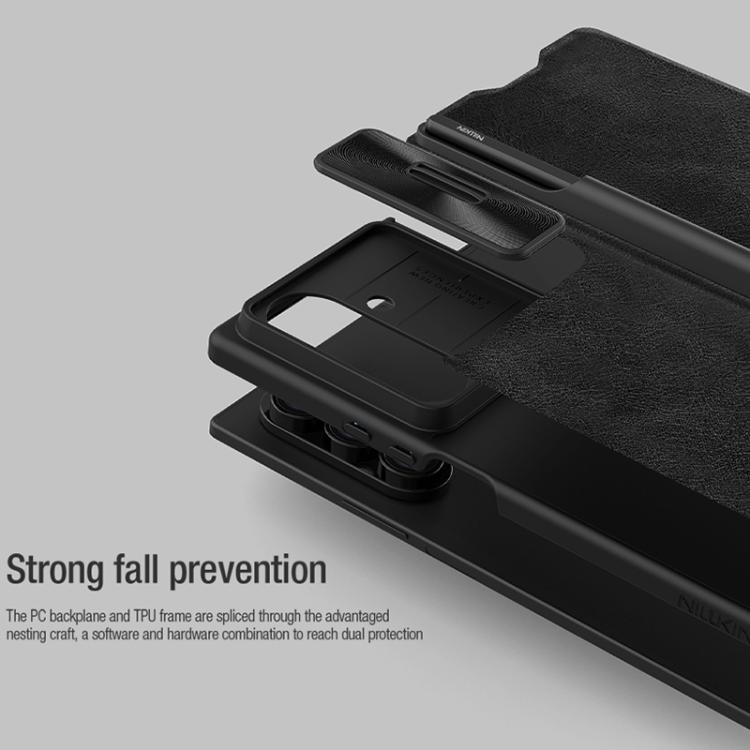 NILLKIN QIN Series Pro Sliding Camera Cover Design Leather Phone Case with Stylus, For Samsung Galaxy Z Fold7 5G