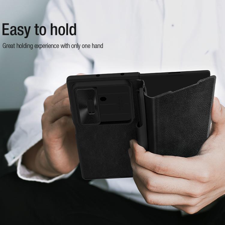 NILLKIN QIN Series Pro Sliding Camera Cover Design Leather Phone Case with Stylus, For Samsung Galaxy Z Fold7 5G