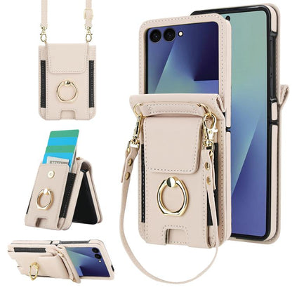 Ring Holder Wallet Card Slot Leather Phone Case, For Galaxy Z Flip8 5G, For Samsung Galaxy Z Flip7 5G
