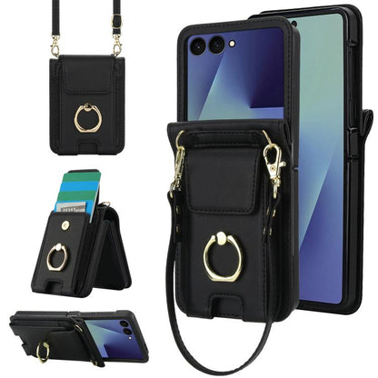 Ring Holder Wallet Card Slot Leather Phone Case, For Galaxy Z Flip8 5G, For Samsung Galaxy Z Flip7 5G