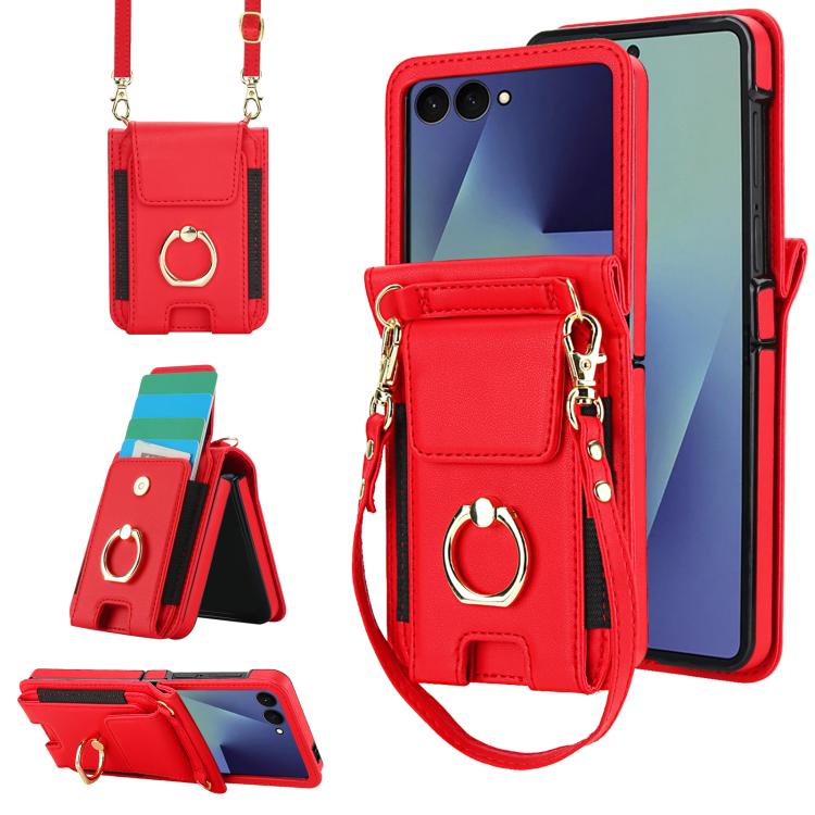 Ring Holder Wallet Card Slot Leather Phone Case, For Galaxy Z Flip8 5G, For Samsung Galaxy Z Flip7 5G
