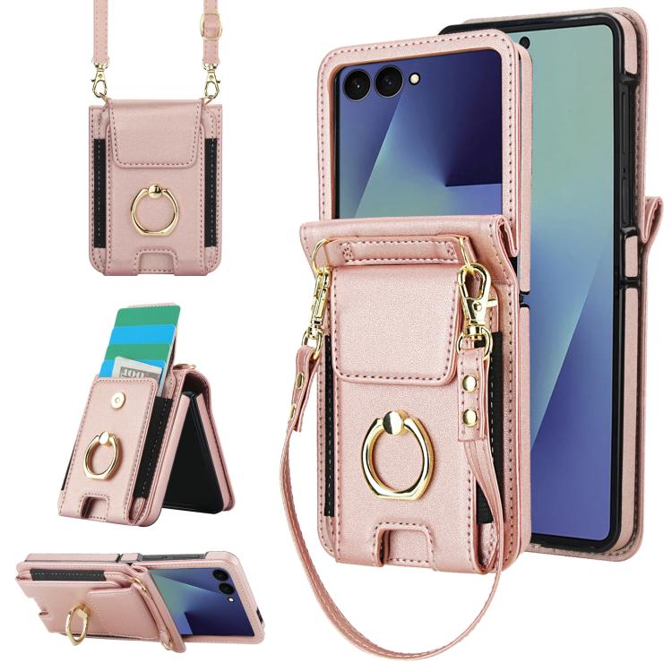 Ring Holder Wallet Card Slot Leather Phone Case, For Galaxy Z Flip8 5G, For Samsung Galaxy Z Flip7 5G