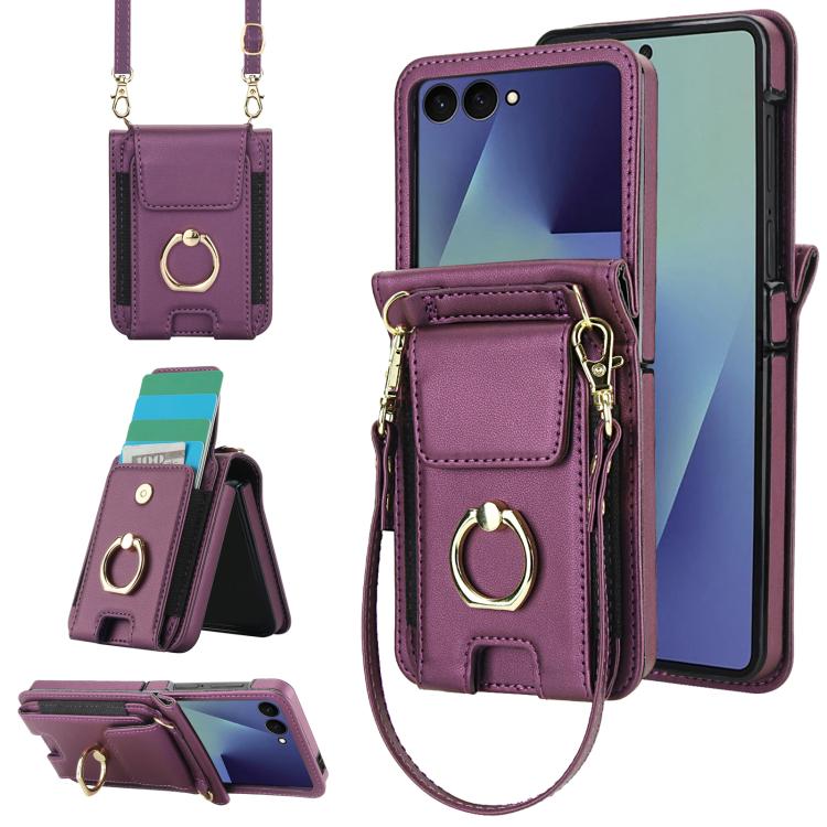 Ring Holder Wallet Card Slot Leather Phone Case, For Galaxy Z Flip8 5G, For Samsung Galaxy Z Flip7 5G