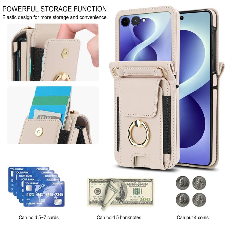 Ring Holder Wallet Card Slot Leather Phone Case, For Galaxy Z Flip8 5G, For Samsung Galaxy Z Flip7 5G