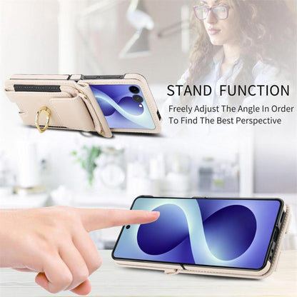 Ring Holder Wallet Card Slot Leather Phone Case, For Galaxy Z Flip8 5G, For Samsung Galaxy Z Flip7 5G