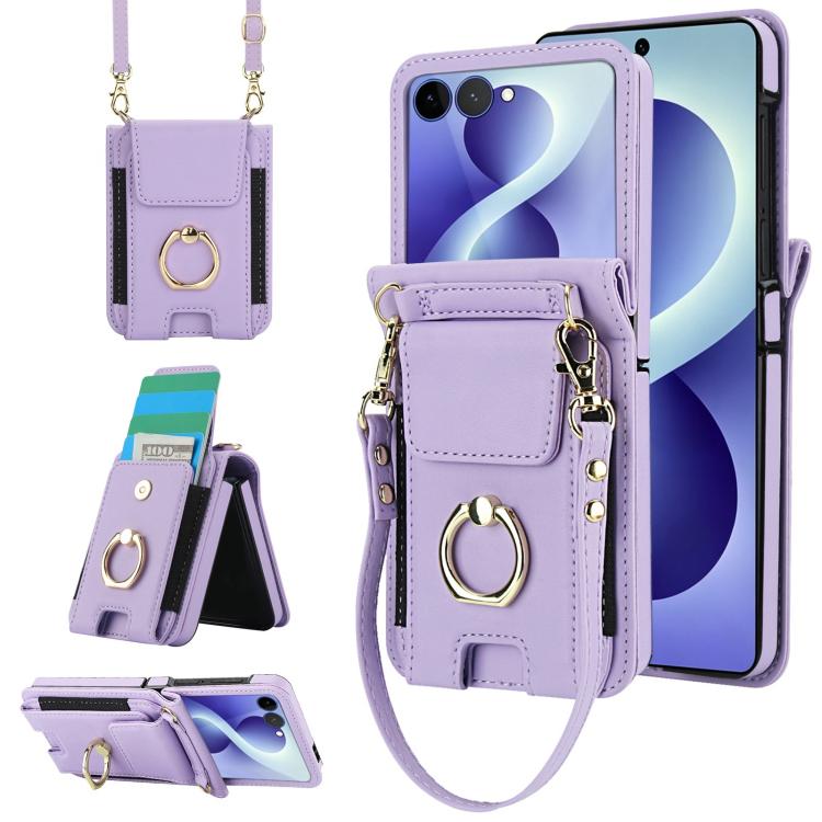 Ring Holder Wallet Card Slot Leather Phone Case, For Galaxy Z Flip8 5G, For Samsung Galaxy Z Flip7 5G