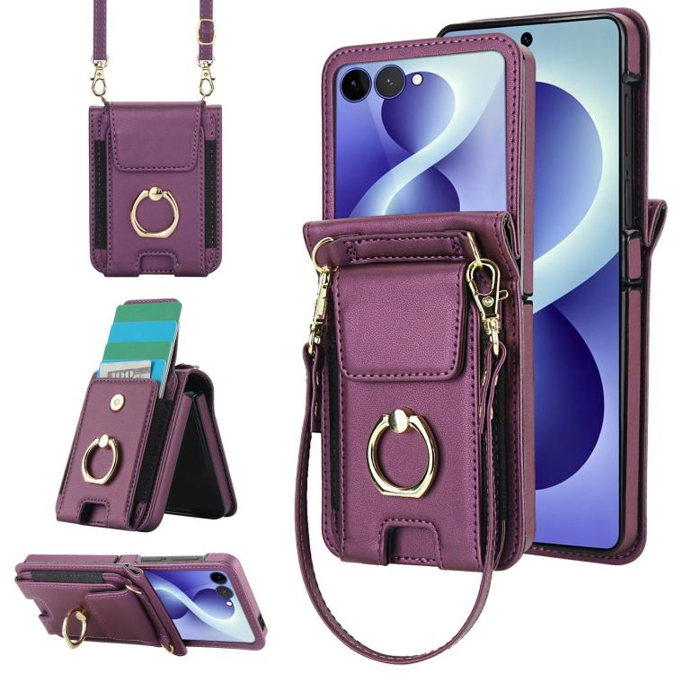 Ring Holder Wallet Card Slot Leather Phone Case, For Galaxy Z Flip8 5G, For Samsung Galaxy Z Flip7 5G