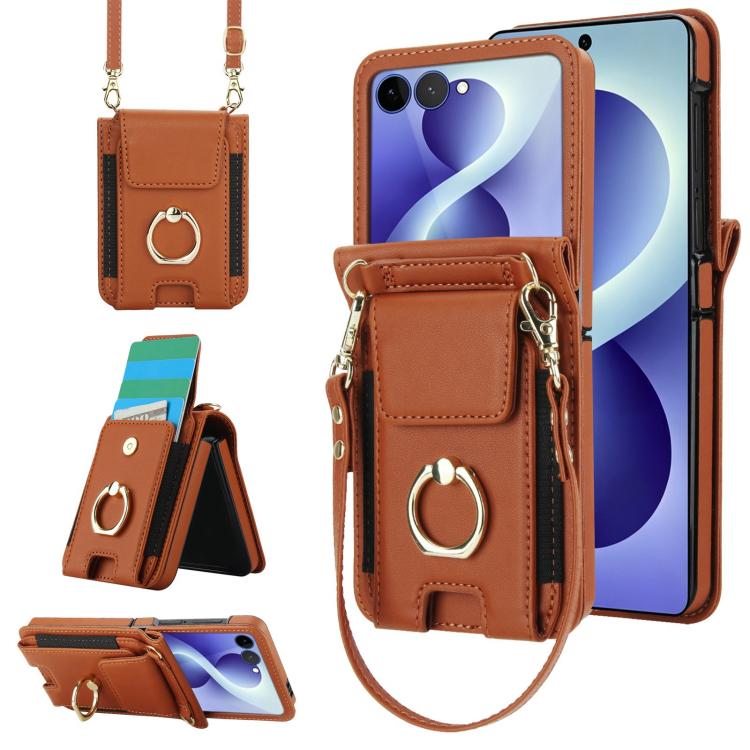 Ring Holder Wallet Card Slot Leather Phone Case, For Galaxy Z Flip8 5G, For Samsung Galaxy Z Flip7 5G