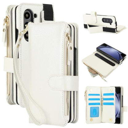 Solid Color Wristband Wallet Folding Leather Phone Case with Lanyard, For Galaxy Z Fold8 Ultra, For Samsung Galaxy Z Fold7