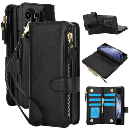 Solid Color Wristband Wallet Folding Leather Phone Case with Lanyard, For Galaxy Z Fold8 Ultra, For Samsung Galaxy Z Fold7