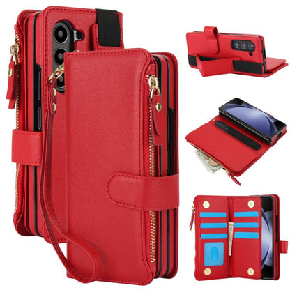 Solid Color Wristband Wallet Folding Leather Phone Case with Lanyard, For Galaxy Z Fold8 Ultra, For Samsung Galaxy Z Fold7