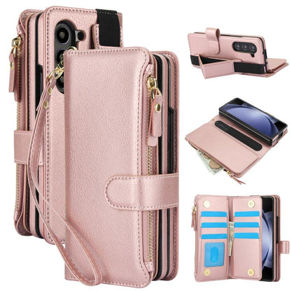 Solid Color Wristband Wallet Folding Leather Phone Case with Lanyard, For Galaxy Z Fold8 Ultra, For Samsung Galaxy Z Fold7