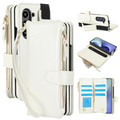 Solid Color Wristband Wallet Folding Leather Phone Case with Lanyard, For Galaxy Z Fold8 Ultra, For Samsung Galaxy Z Fold7
