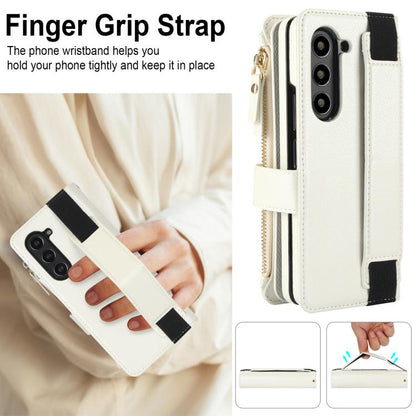 Solid Color Wristband Wallet Folding Leather Phone Case with Lanyard, For Galaxy Z Fold8 Ultra, For Samsung Galaxy Z Fold7