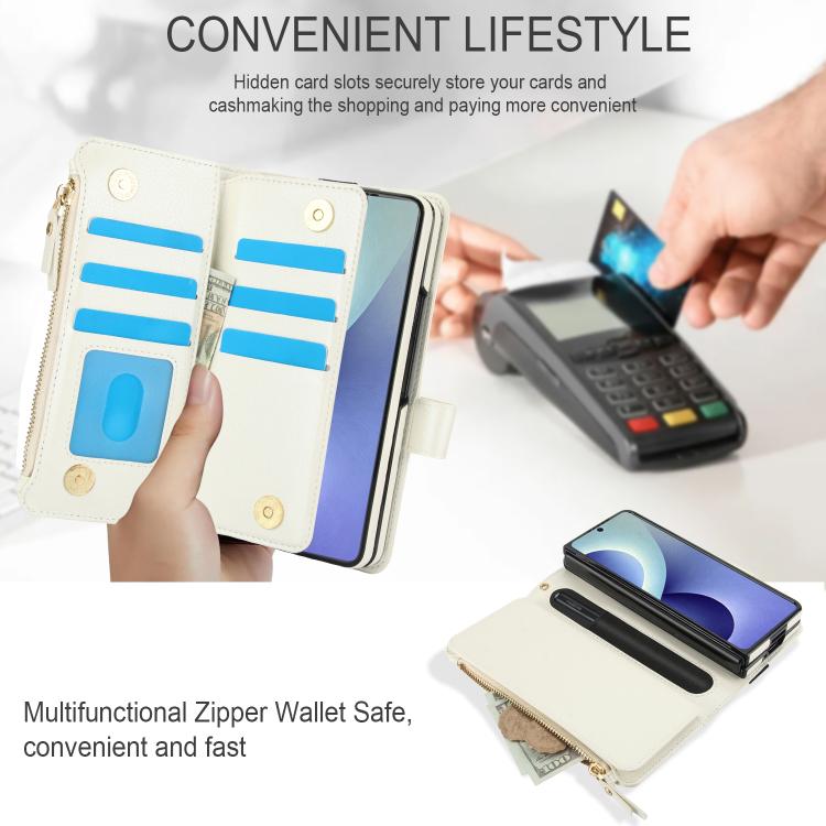 Solid Color Wristband Wallet Folding Leather Phone Case with Lanyard, For Galaxy Z Fold8 Ultra, For Samsung Galaxy Z Fold7