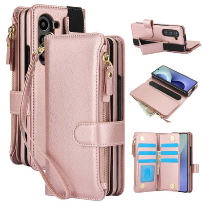Solid Color Wristband Wallet Folding Leather Phone Case with Lanyard, For Galaxy Z Fold8 Ultra, For Samsung Galaxy Z Fold7