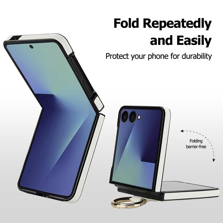 Rhombic Texture Ring Holder PU Phone Case, For Samsung Galaxy Z Flip7 5G