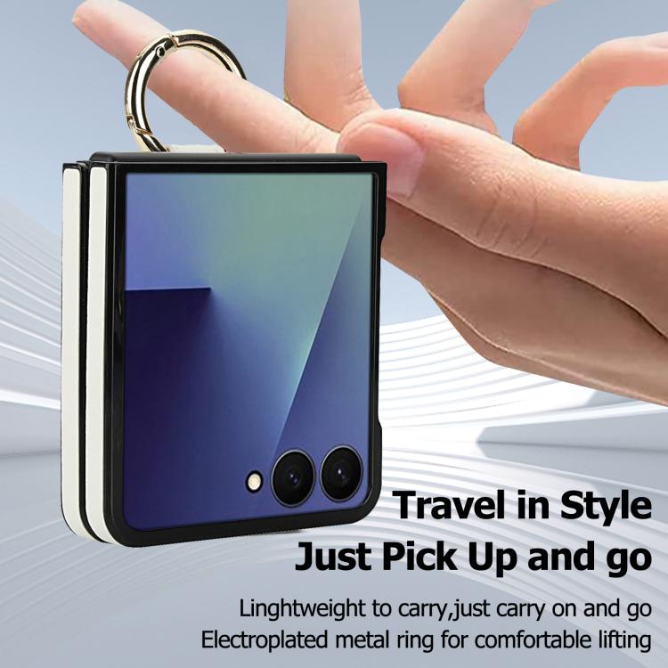 Rhombic Texture Ring Holder PU Phone Case, For Samsung Galaxy Z Flip7 5G