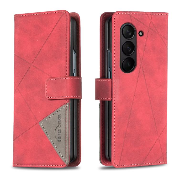 Magnetic Buckle Rhombus Texture Leather Phone Case, For Galaxy Z Fold8 5G, For Samsung Galaxy Z Fold7, For Samsung Galaxy Z Fold6, For Samsung Galaxy Z Fold5