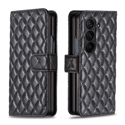 Diamond Lattice Wallet Flip Leather Phone Case, For Galaxy Z Fold8 5G, For Samsung Galaxy Z Fold7, For Samsung Galaxy Z Fold6, For Samsung Galaxy Z Fold5