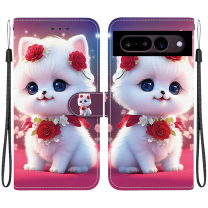 Crystal Texture Colored Drawing Leather Phone Case, For Google Pixel 7