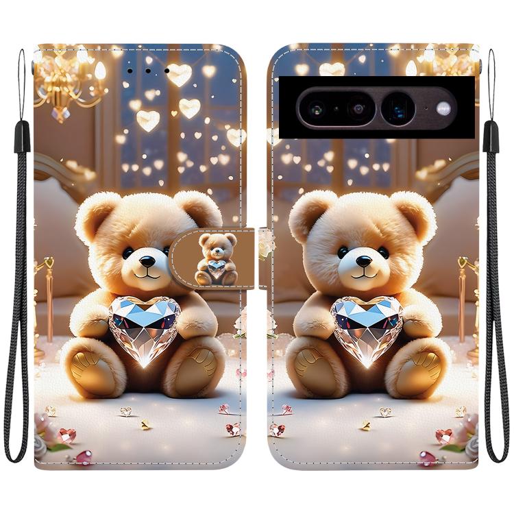 Crystal Texture Colored Drawing Leather Phone Case, For Google Pixel 7