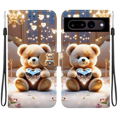 Crystal Texture Colored Drawing Leather Phone Case, For Google Pixel 7