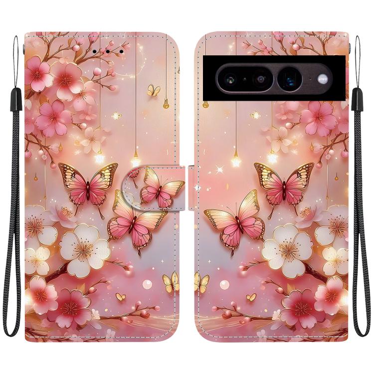 Crystal Texture Colored Drawing Leather Phone Case, For Google Pixel 7
