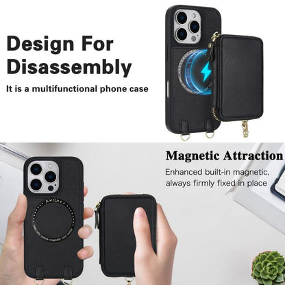 AwQuer 2 in 1 Crossbody Zipper Wallet Leather Back Phone Case, For iPhone 14 Plus, For iPhone 14 / 13, For iPhone 14 Pro, For iPhone 14 Pro Max, For iPhone 13 Pro Max, For iPhone 13 Pro, For iPhone 12 / 12 Pro, For iPhone 12 Pro Max