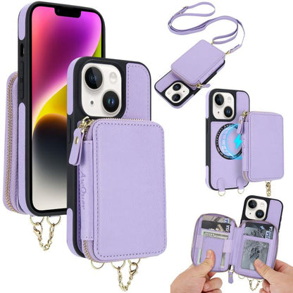 AwQuer 2 in 1 Crossbody Zipper Wallet Leather Back Phone Case, For iPhone 14 Plus, For iPhone 14 / 13, For iPhone 14 Pro, For iPhone 14 Pro Max, For iPhone 13 Pro Max, For iPhone 13 Pro, For iPhone 12 / 12 Pro, For iPhone 12 Pro Max