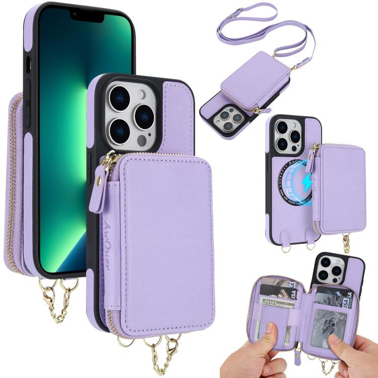 AwQuer 2 in 1 Crossbody Wallet Leather Back Phone Case