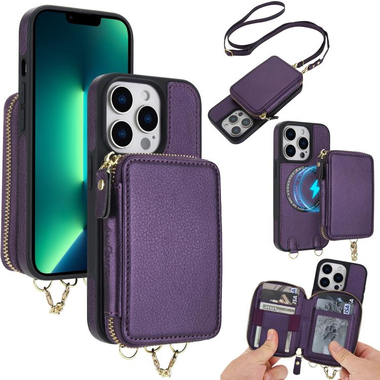 AwQuer 2 in 1 Crossbody Wallet Leather Back Phone Case